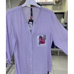 9086 Bluse lila gestreift