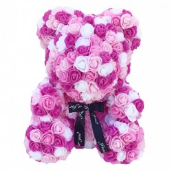 40CM BEER PAARS, ROZE EN WIT